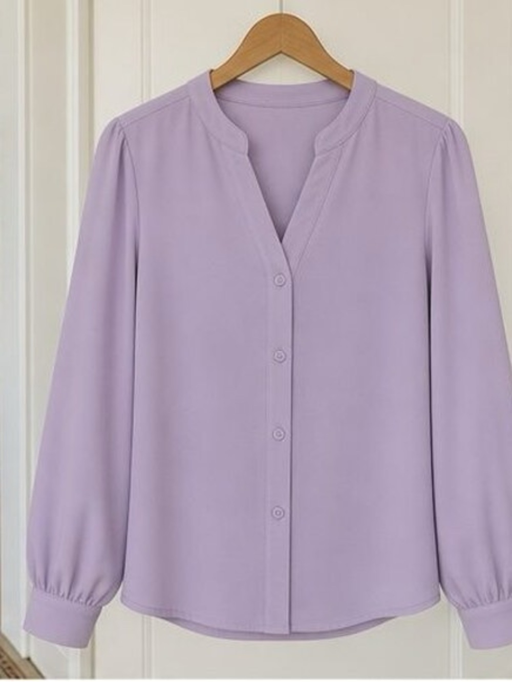 Lilac Button-Front Women’s Blouse
